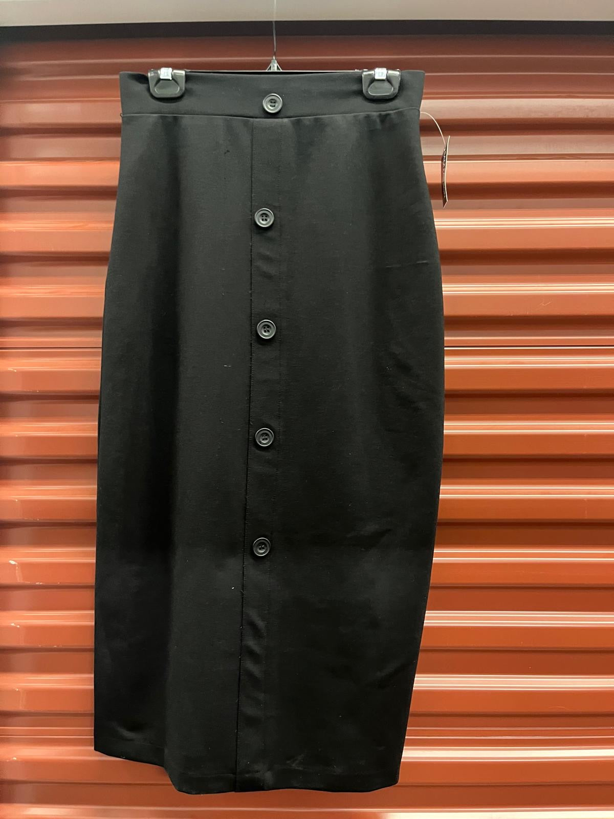 701-33"Mock Button Down Skirt, Black