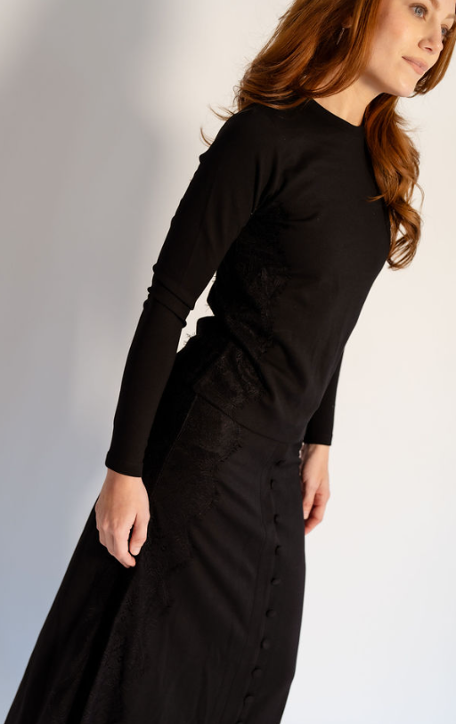 741-434 Lace Side 2pc Set , Black