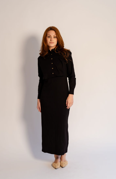 741-494 Jumper and Shirt Set, Blk/Blk