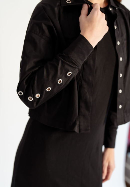 741-439 Eyelet Sleeves & Neck Jacket, Beige