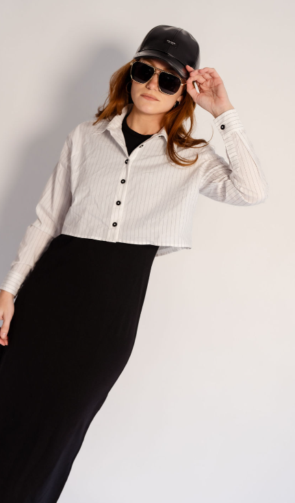 741-494 Jumper and Shirt Set, Blk/Blk