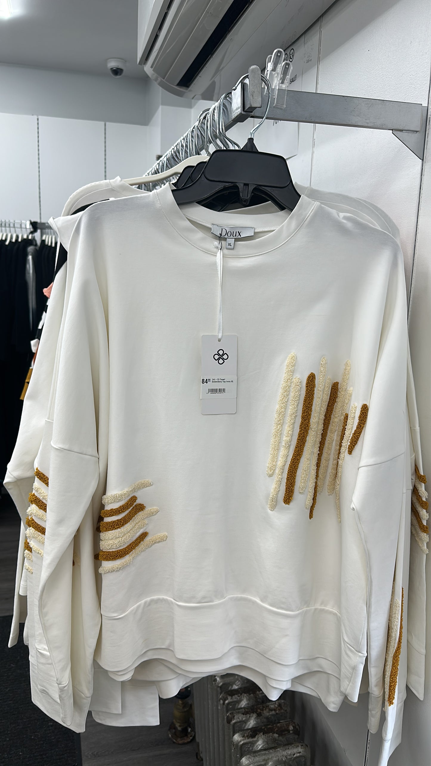 741-73 Towel Embroidery Top, Ivory