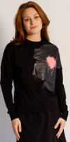 741-73 Towel Embroidery Top, Black