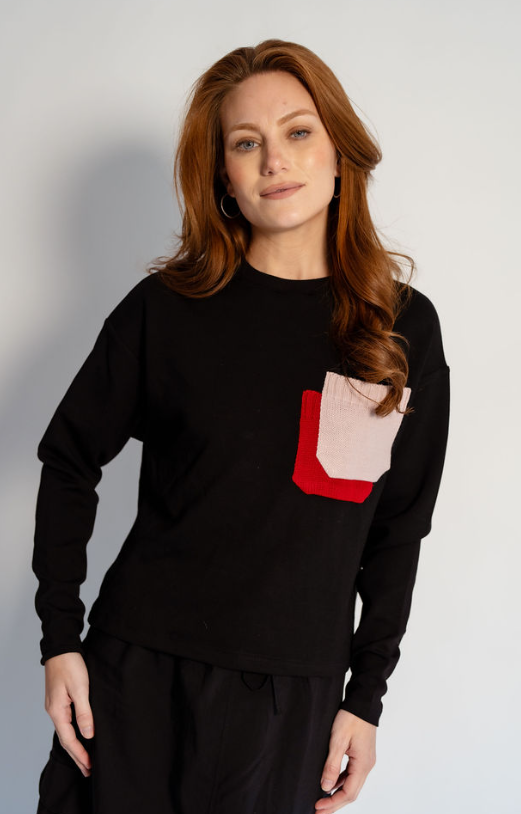 741-435 Double Pocket Top, Black