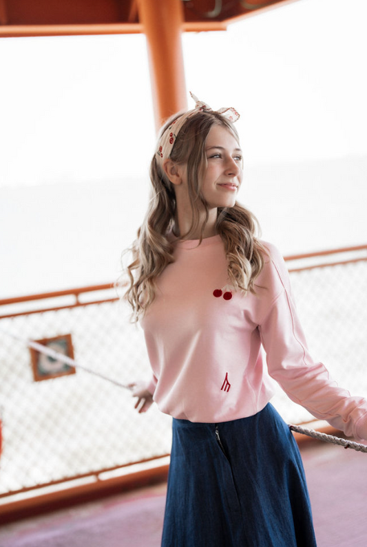 777-371 Full Embroidery Top, Pink