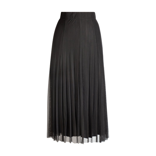 S5873-39" Pleated Crepe Skirt, Black