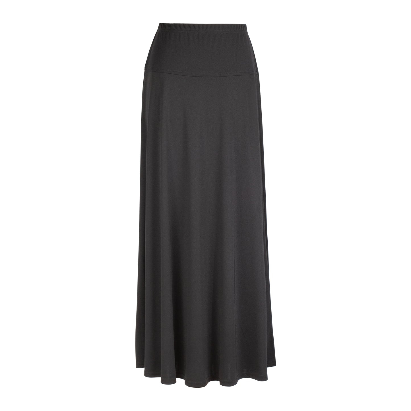 S5346-MJ-LIN Extra Long Flairy Skirt w/Yoke , Black