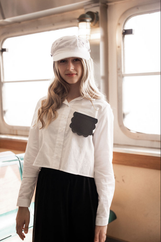 777-381 Leather Pocket Shirt, White