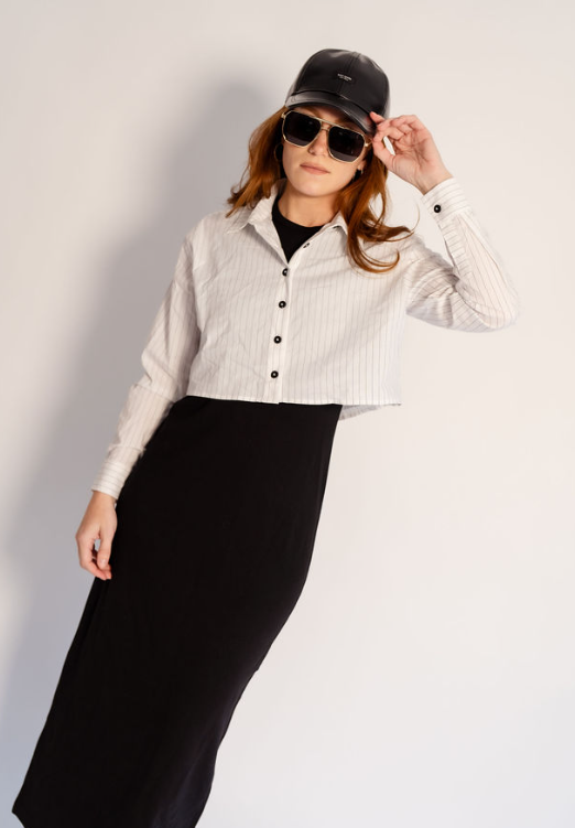 741-494 Jumper and Shirt Set, Black/White