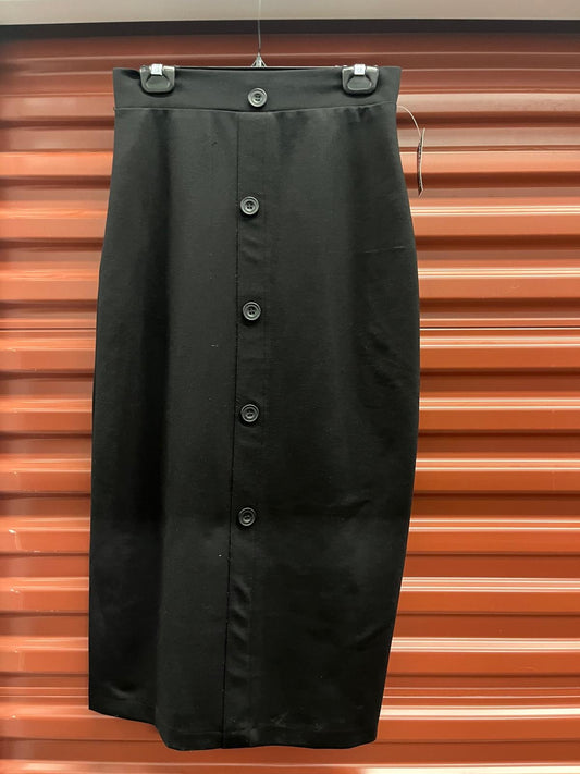 701-33"Mock Button Down Skirt, Black