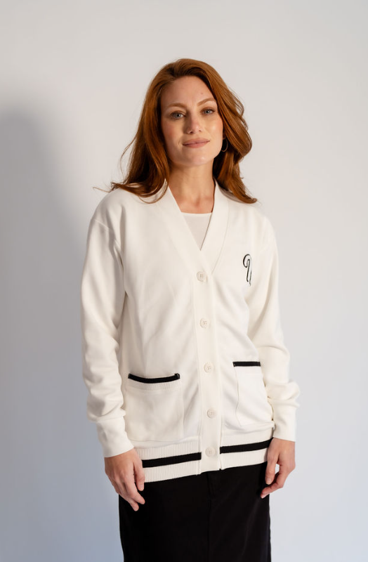 741-151 Sherpa Embroidery Long Cardigan, Ivory